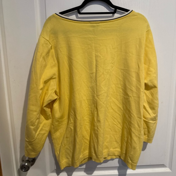 Talbots Yellow Cardigan with Contrast Trim - Picture 3 of 3